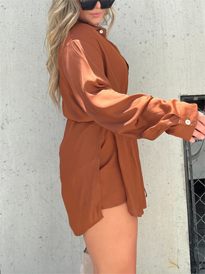 CONJUNTO DE VESTIDO MACACÃO FEMININO DE CETIM COBERTO PARA NOITE (COMPRE 2 FRETE GRÁTIS)