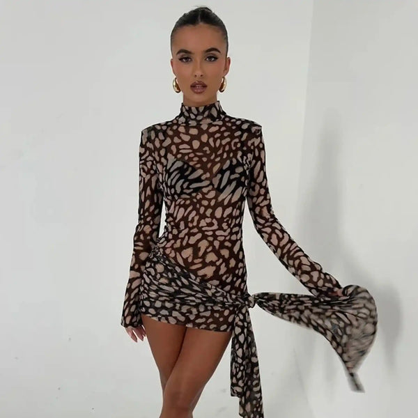 Vestido Mídi Leopardo animal print - Estilo evasê perfeito para festas