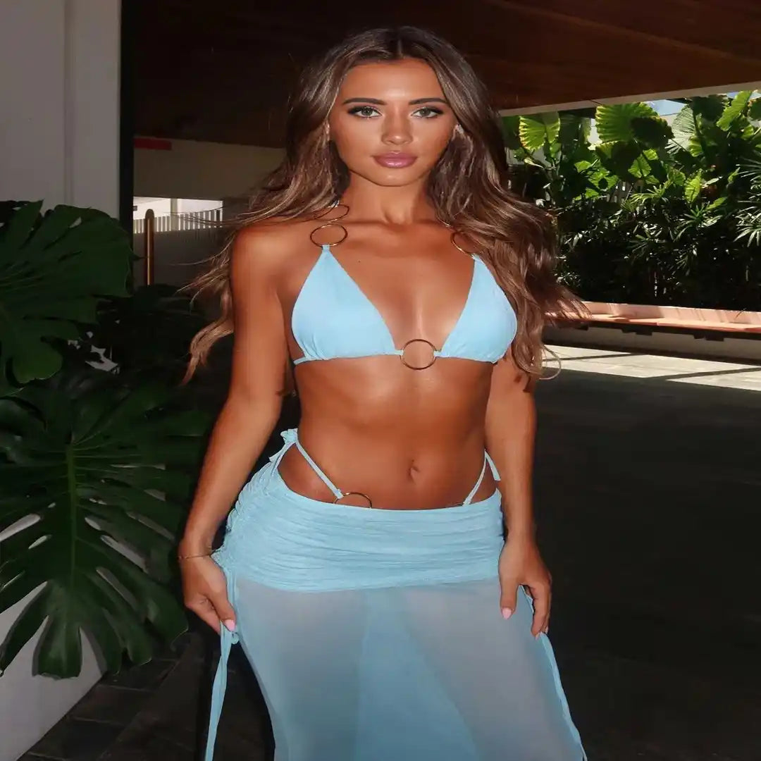 Conjunto Praia Céleste  – Saia Tanga e Biquíni Ring