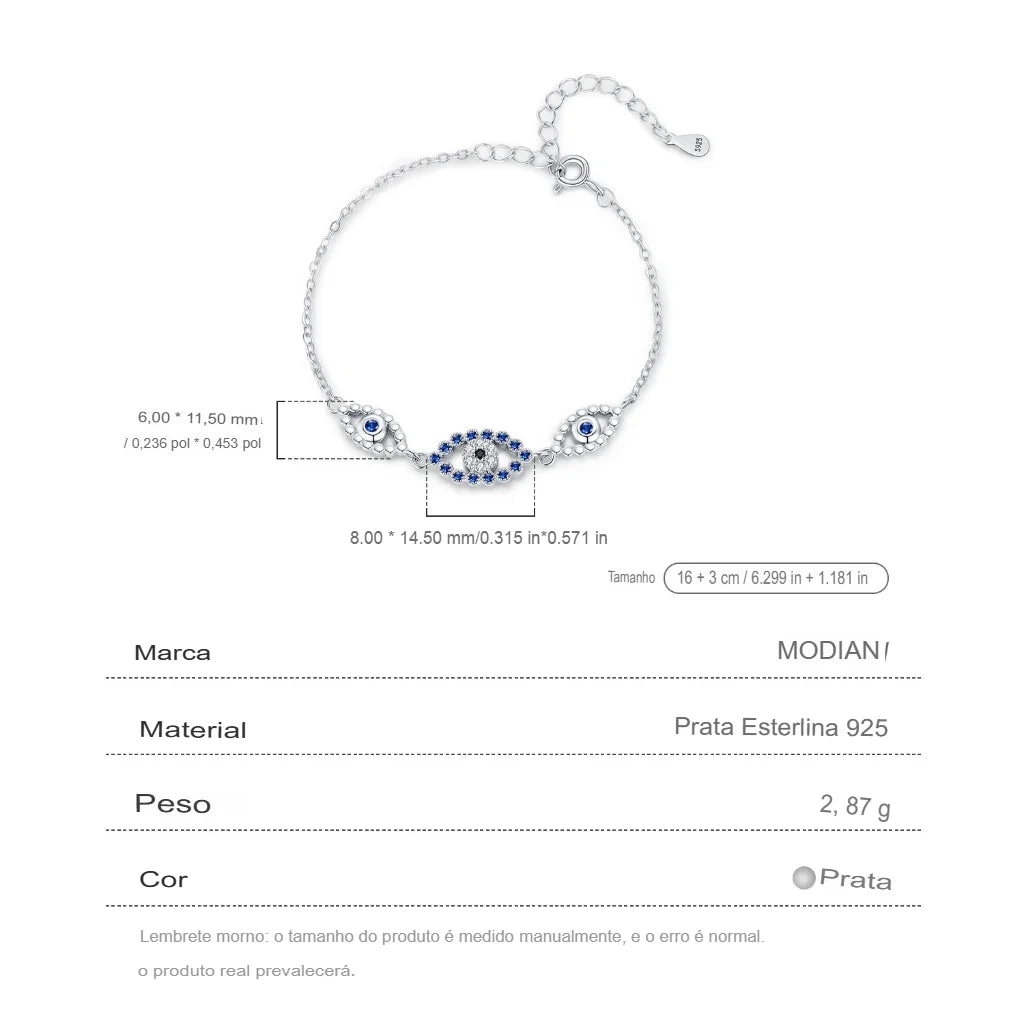 Pulseira de Prata Olho Grego