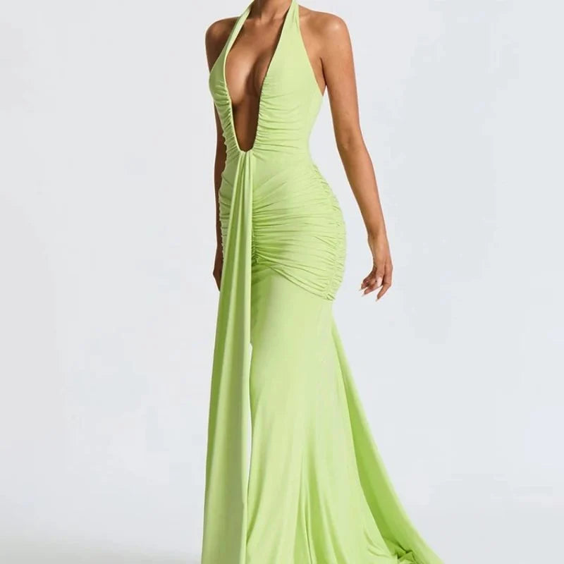 Vestido longo verde Glam - Design glamouroso e visual impactante