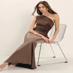 Vestido Longo Glow GiBoutique - Tecido cetim e poliéster, glamour garantido