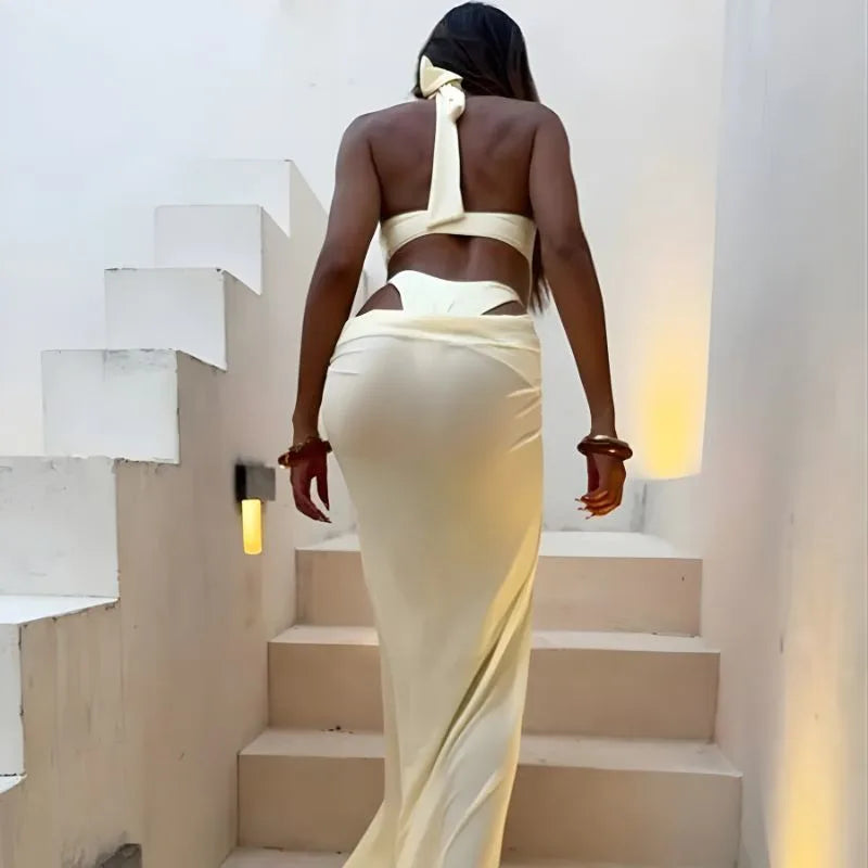 Vestido Luna amarelo com caimento slim - Elegância minimalista e sofisticação