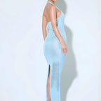 Vestido Divine azul e bege - Caimento leve perfeito para dias ensolarados