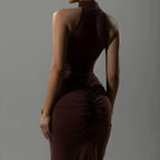 Vestido Longo Roya plissado - Design sofisticado e glamour moderno