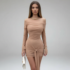 Vestido Midi Roma Bege - Frente